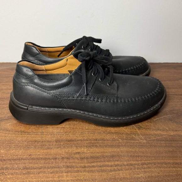 Ecco Men's Black Genuine Leather Arch Support Apron Derby Shoes size 10 - Picture 5 of 12